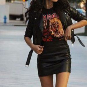 Lambskin leather skirt